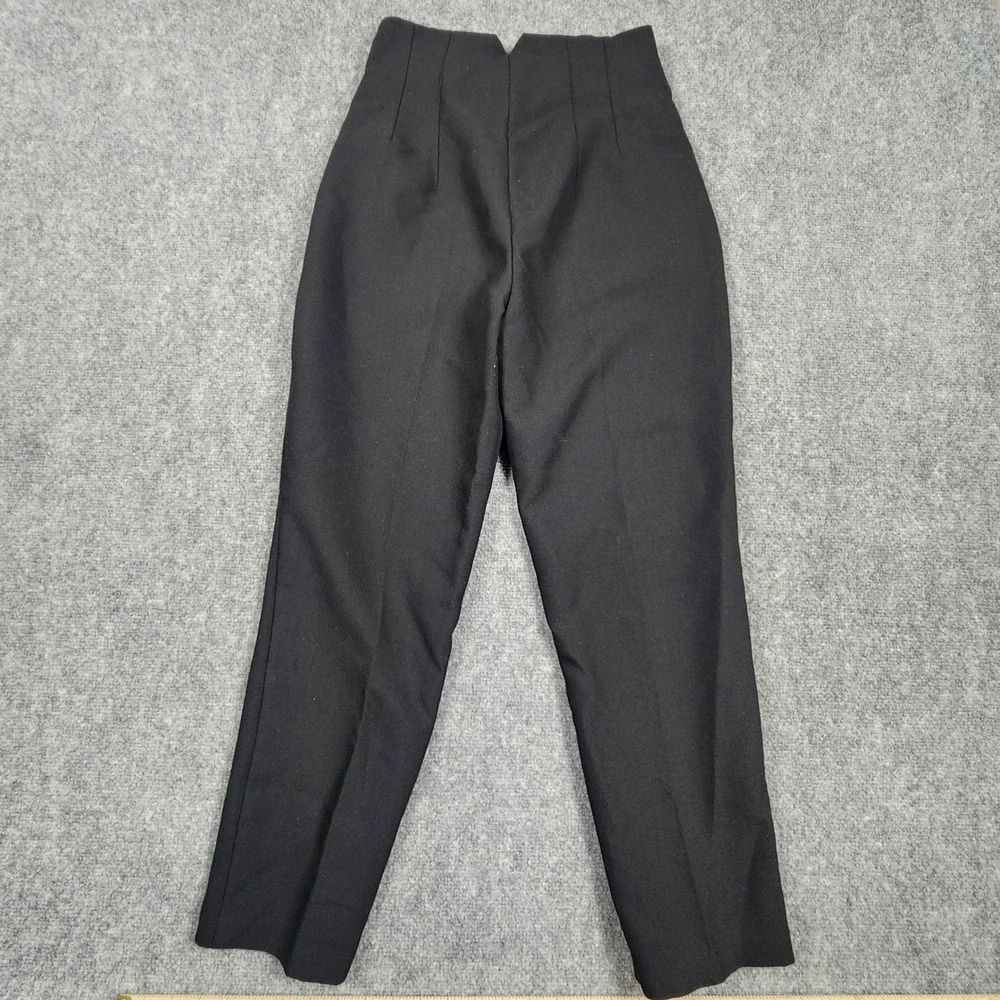 Zara Womens High Waisted Darted Tapered Trousers Black Size S 26 - Picture 6 of 6